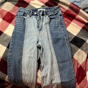I am selling pacsun jeans the are half light blue and dark blue.